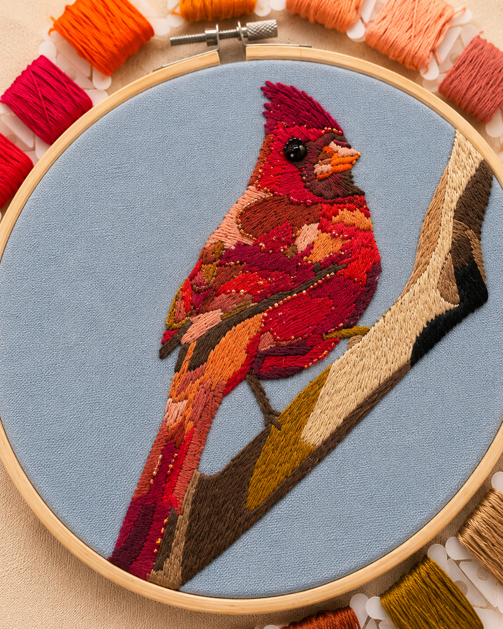 Cardinal Embroidery &amp; Beadwork Kit – Kate Wyatt Fine Art