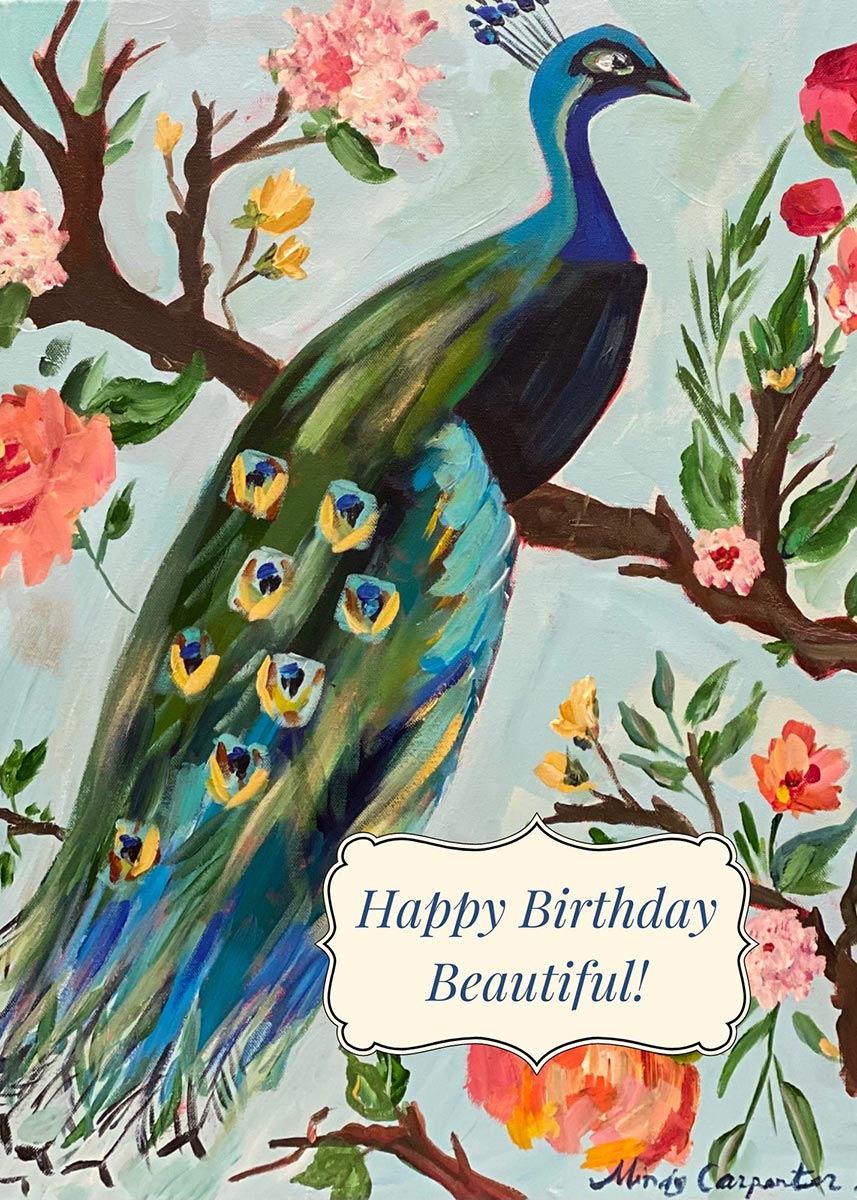 Happy Birthday Peacock Greeting Card by Carpe Diem Papers