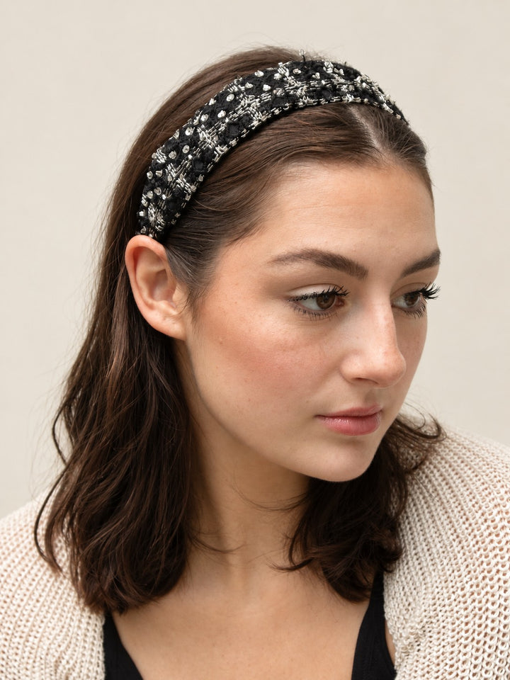 Celine Beaded Black Headband
