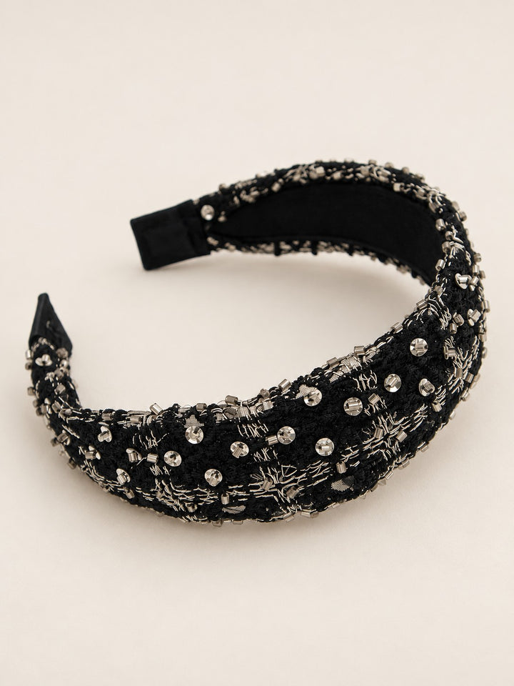 Celine Beaded Black Headband