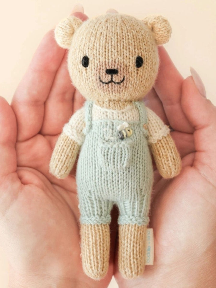 Cuddle + Kind Tiny Charlie the Honey Bear – Hand Knit Organic Cotton Stuffed Animal