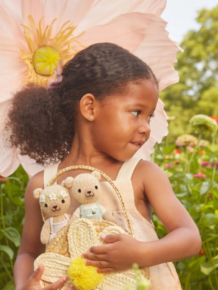 Cuddle + Kind Tiny Charlie the Honey Bear – Hand Knit Organic Cotton Stuffed Animal