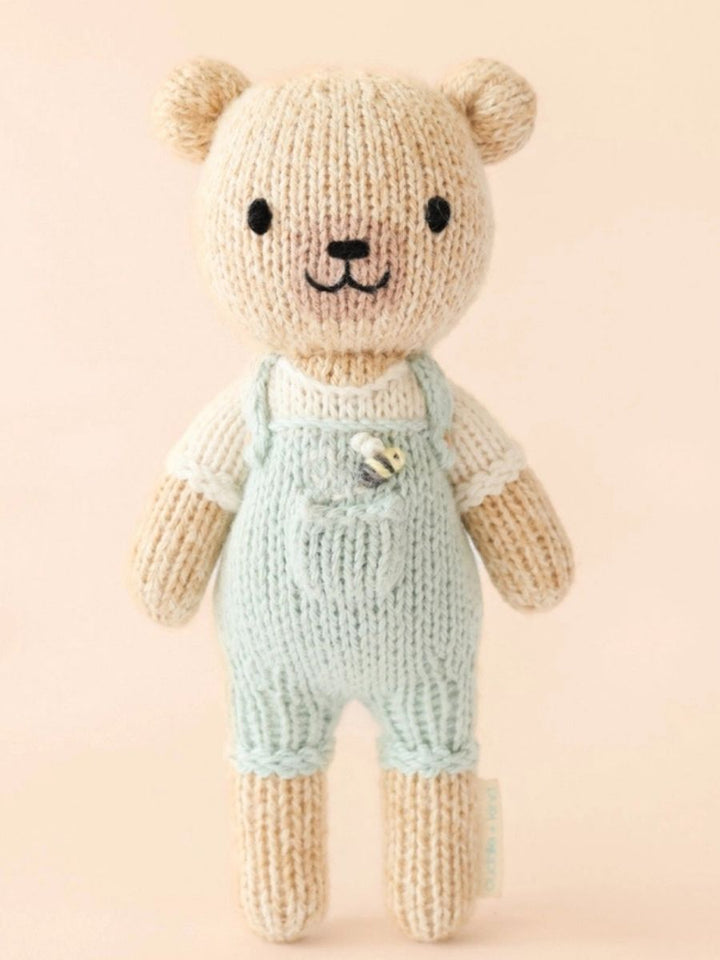 Cuddle + Kind Tiny Charlie the Honey Bear – Hand Knit Organic Cotton Stuffed Animal
