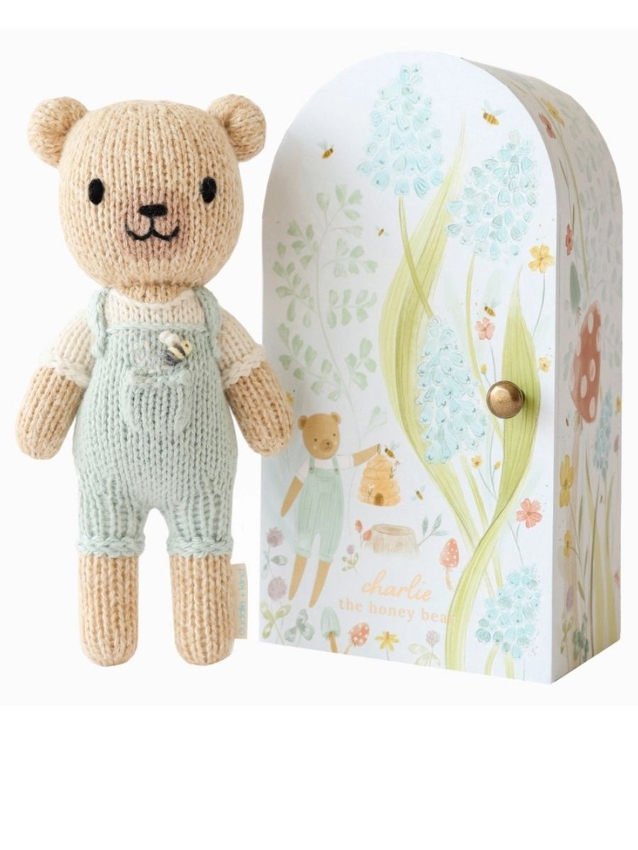 Cuddle + Kind Tiny Charlie the Honey Bear – Hand Knit Organic Cotton Stuffed Animal