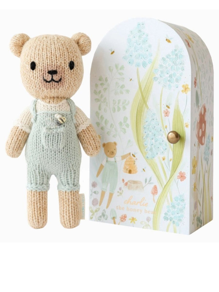 Cuddle + Kind Tiny Charlie the Honey Bear – Hand Knit Organic Cotton Stuffed Animal