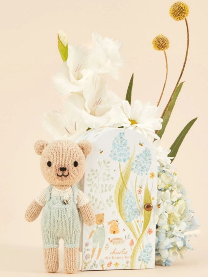 Cuddle + Kind Tiny Charlie the Honey Bear – Hand Knit Organic Cotton Stuffed Animal