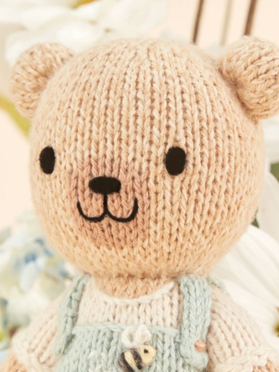 Cuddle + Kind Tiny Charlie the Honey Bear – Hand Knit Organic Cotton Stuffed Animal