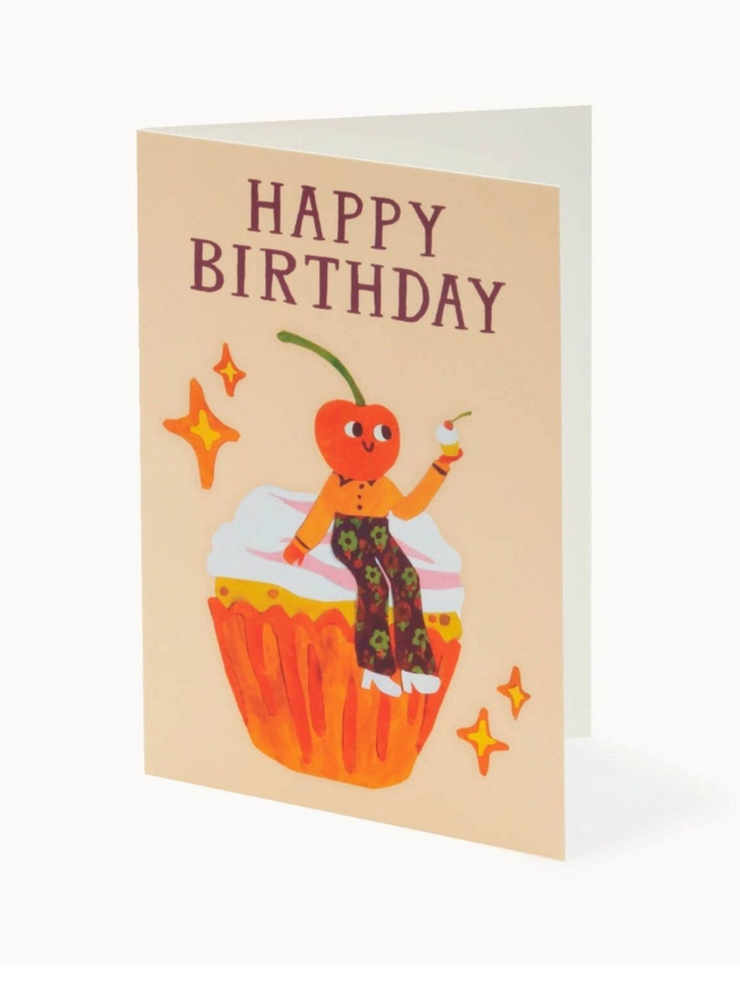 Happy Birthday Cherry Cupcake Greeting Card
