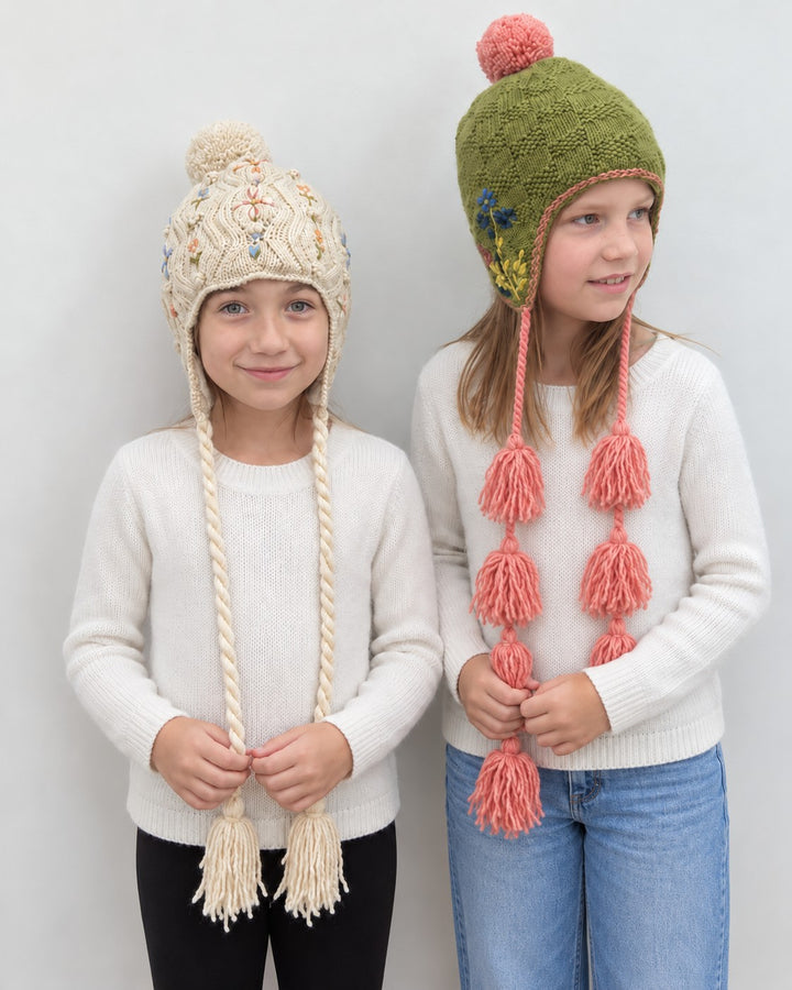 Tilly French Knot Embroidered Wool Earflap Hat