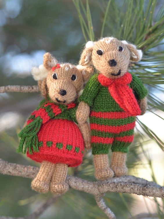 Softie Handknit Deer Ornament
