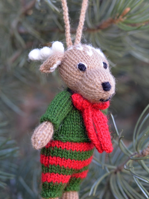 Softie Handknit Deer Ornament