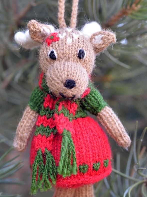 Softie Handknit Deer Ornament