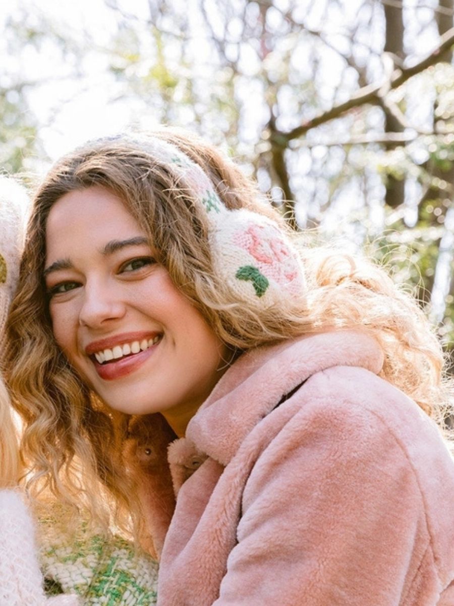 Darla French Knot Embroidered Wool Earmuffs