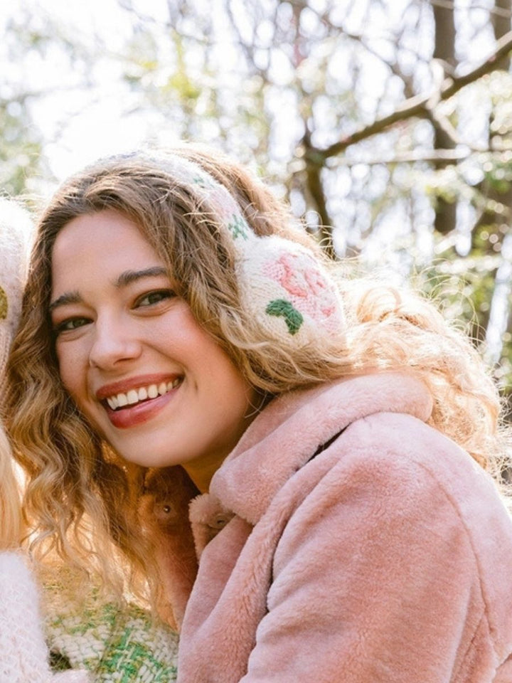 Darla French Knot Embroidered Wool Earmuffs