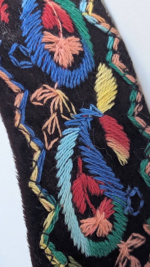 Groovy 1970s Embroidered Velvet Ribbon Headband