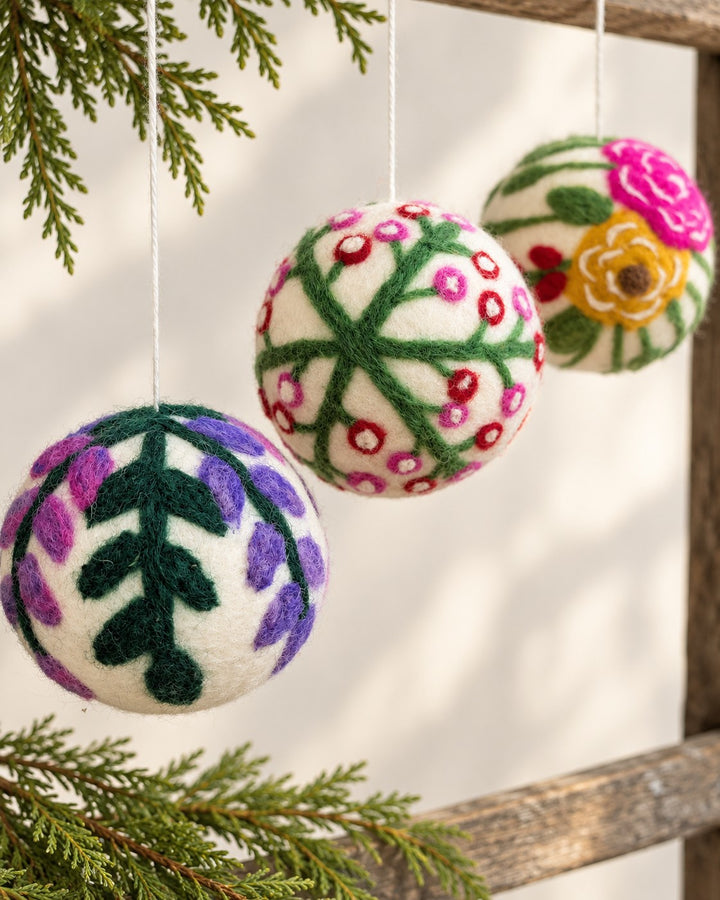 Hand Felted Wool Ball Ornament - Wisteria Bough