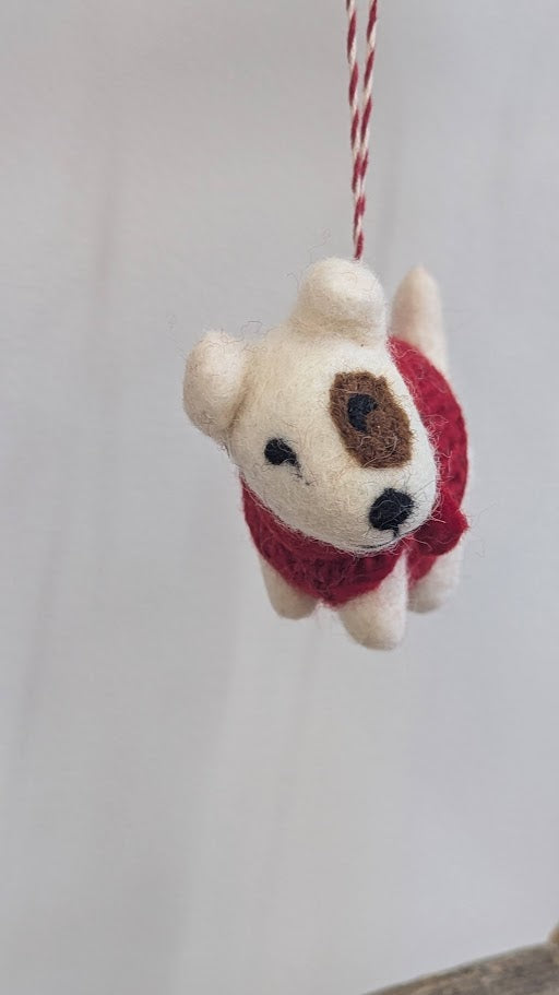Hello Santa! Wool Dog Ornament