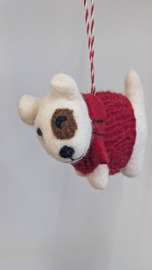 Hello Santa! Wool Dog Ornament