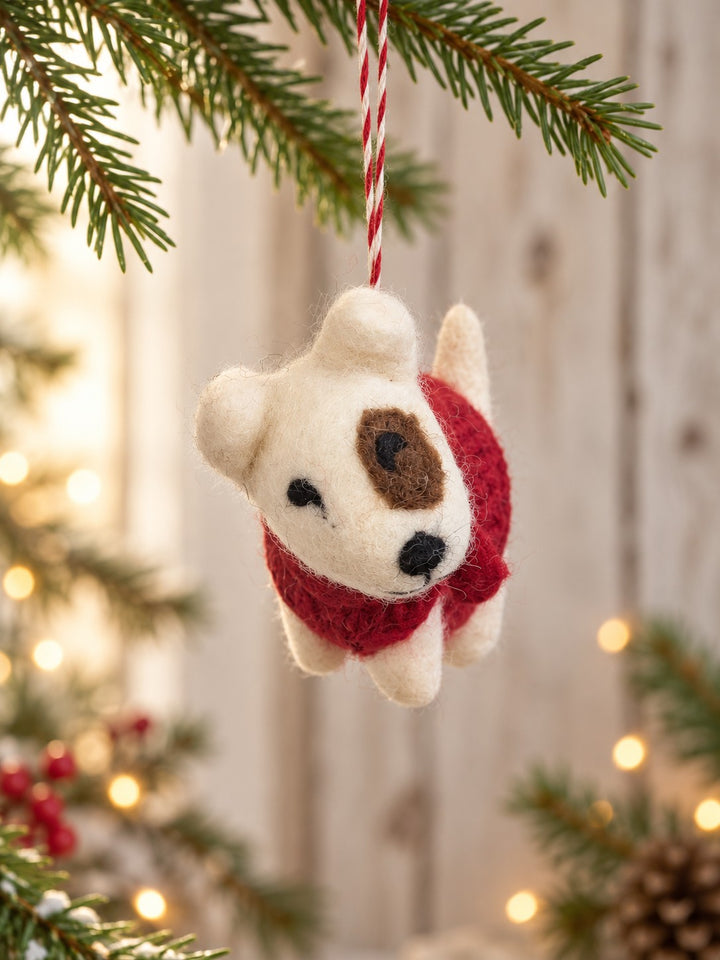 Hello Santa! Wool Dog Ornament