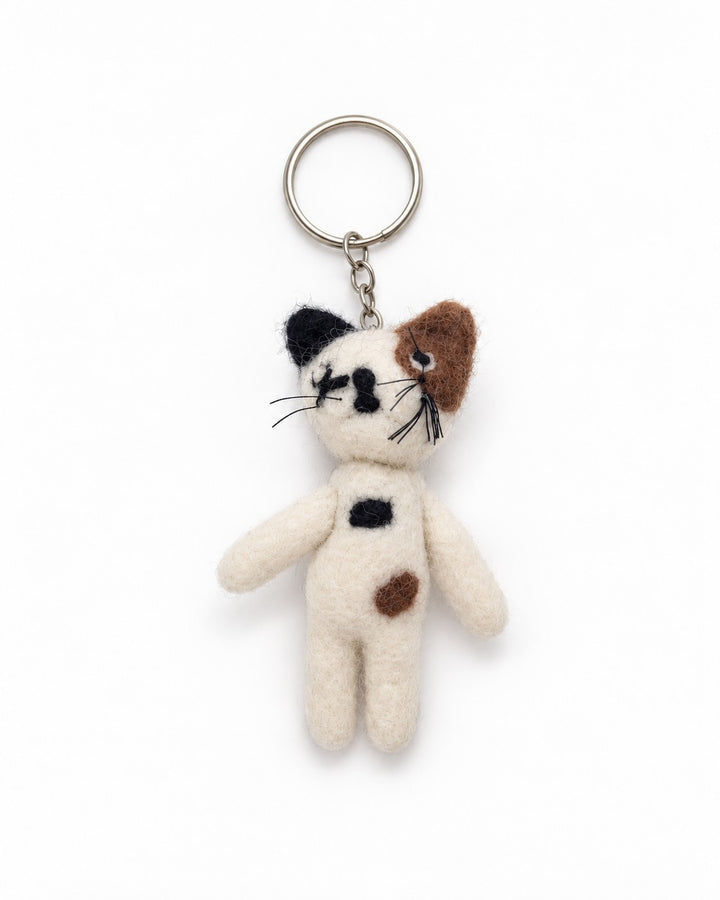 Here Kitty Kitty Keychain - hand felted