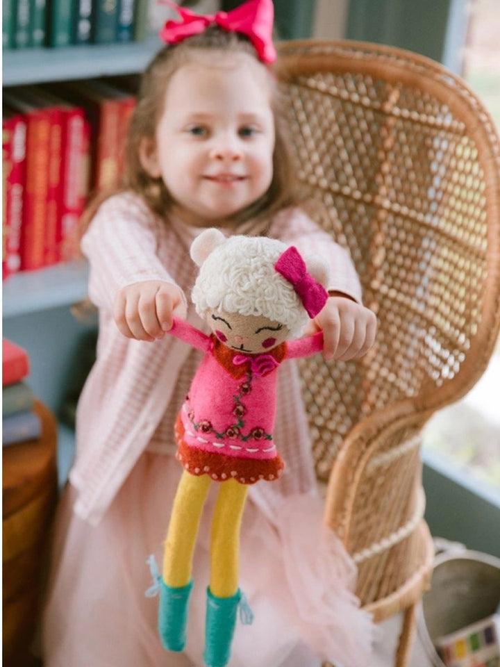 French Knot Lulu the Lamb Wool Animal Friend