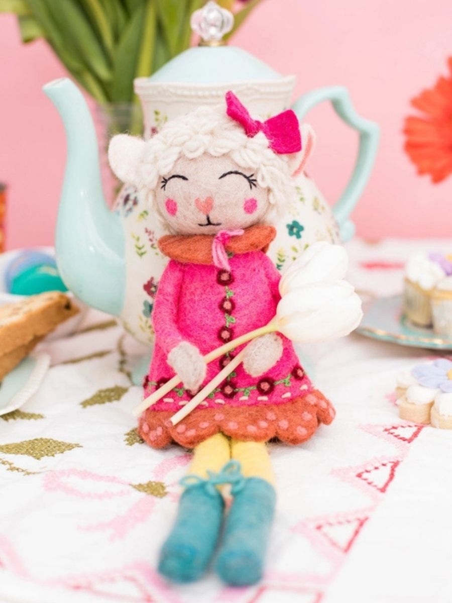 French Knot Lulu the Lamb Wool Animal Friend