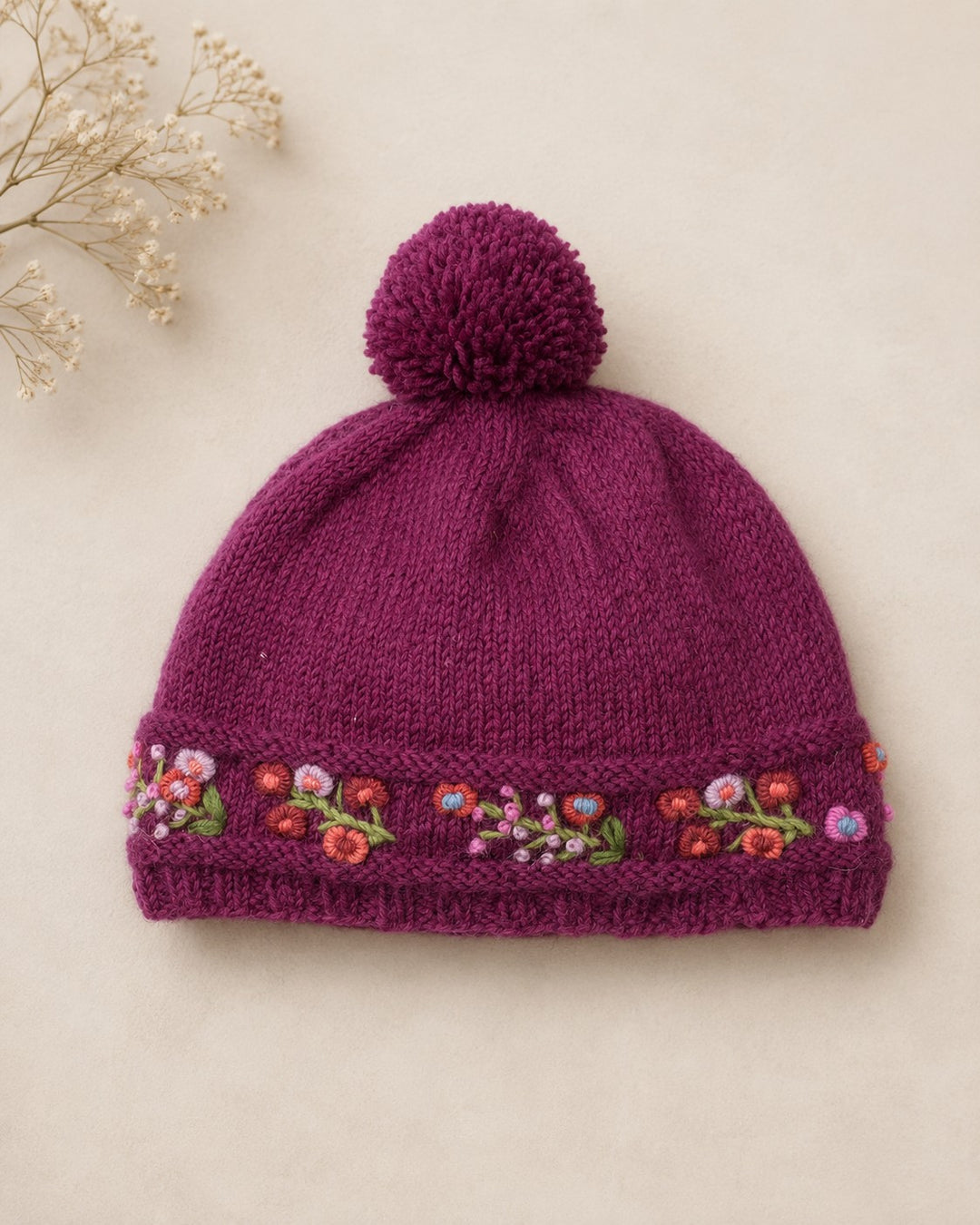 Mathilde Wool Knit Embroidered Hat