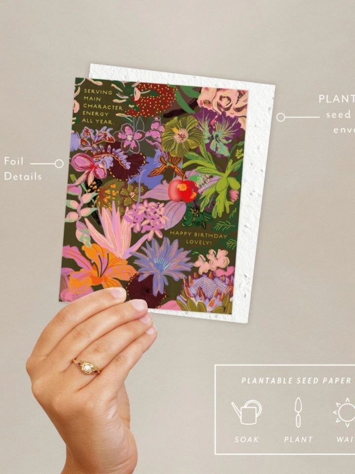 Midnight Blooms – Seeded Birthday Card