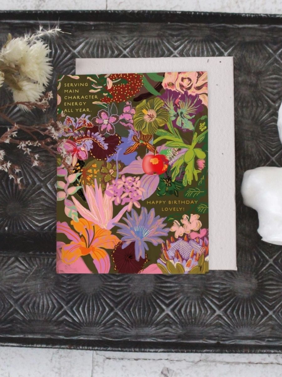 Midnight Blooms – Seeded Birthday Card