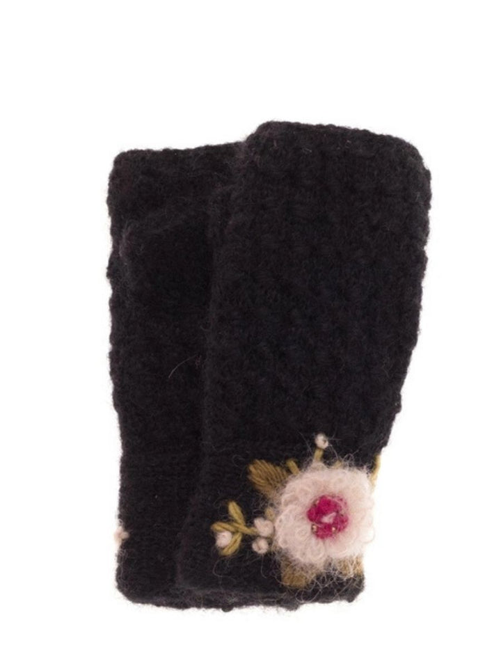 Mae French Knot Mohair Wool Handwarmer Fingerless Mittens