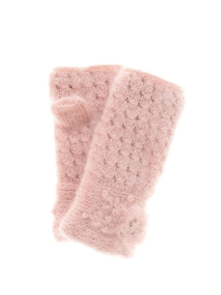 Mae French Knot Mohair Wool Handwarmer Fingerless Mittens