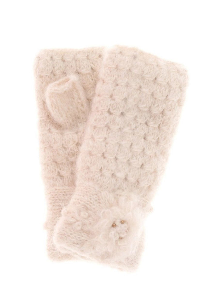 Mae French Knot Mohair Wool Handwarmer Fingerless Mittens