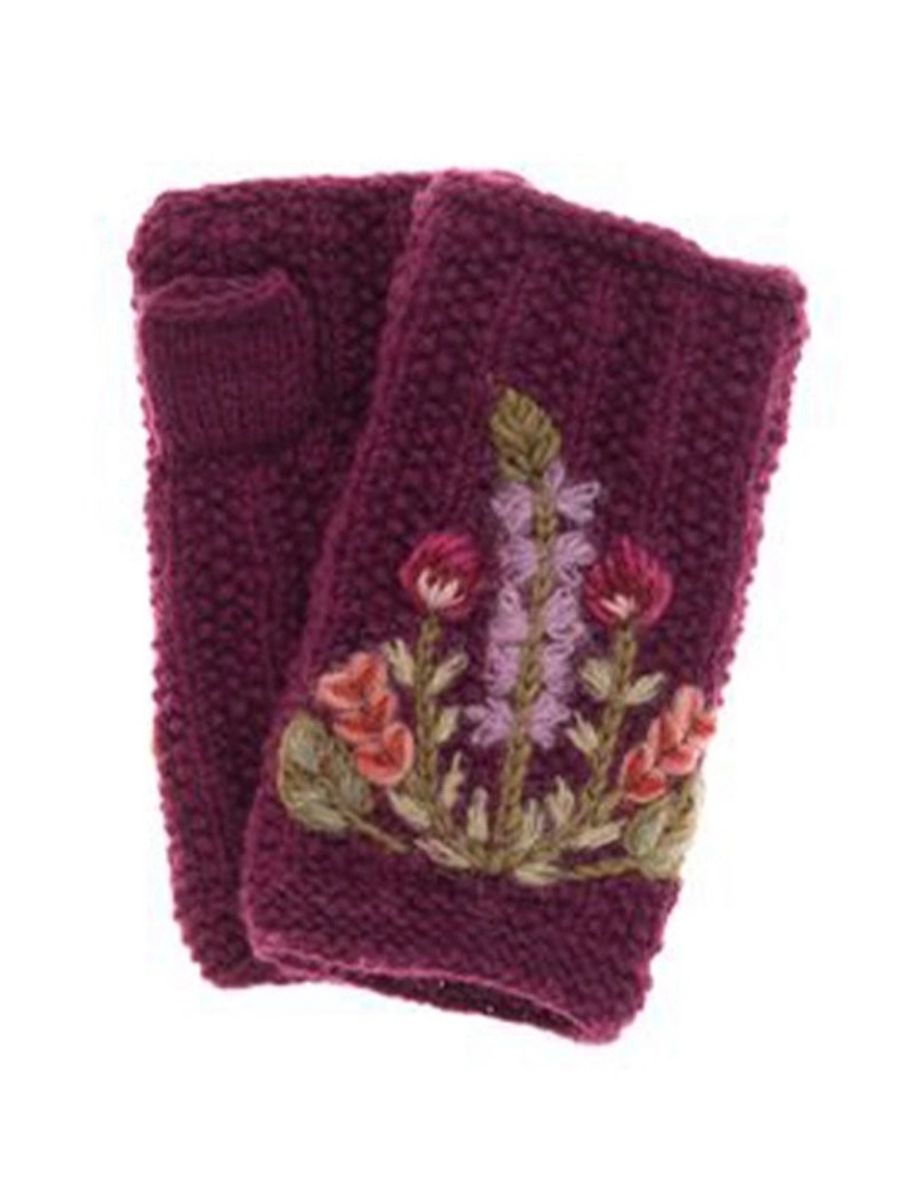 Meadow French Knot Embroidered Wool Handwarmers