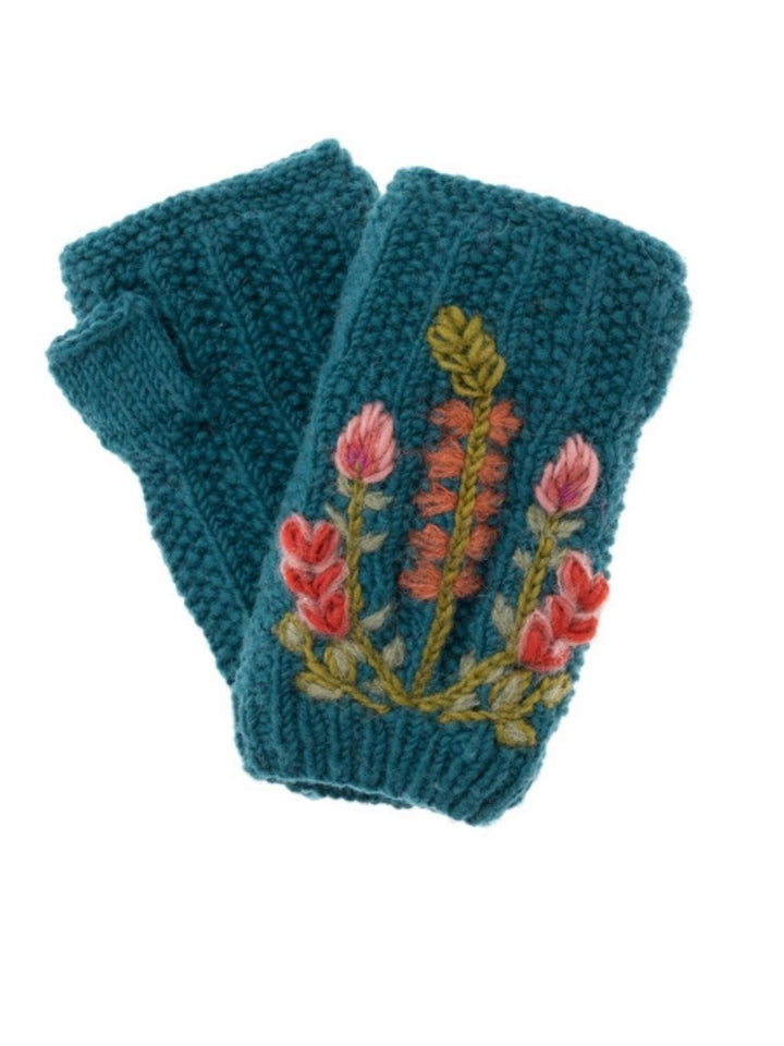 Meadow French Knot Embroidered Wool Handwarmers