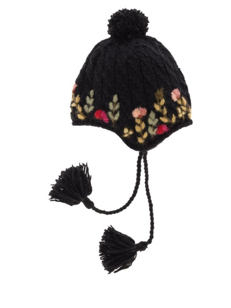 Meadow French Knot Embroidered Wool Earflap Hat