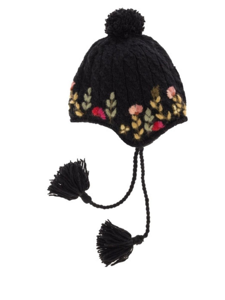 Meadow French Knot Embroidered Wool Earflap Hat