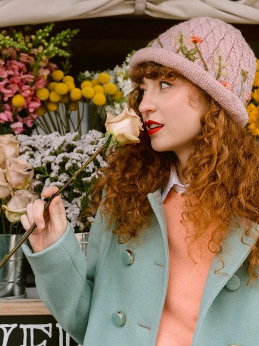 Meadow French Knot Embroidered Wool Brim Hat