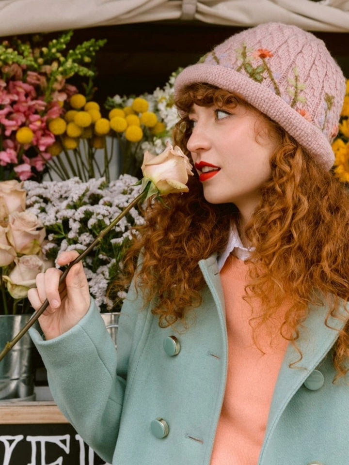 Meadow French Knot Embroidered Wool Brim Hat