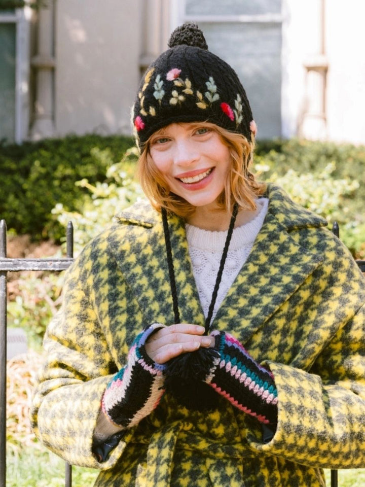 Meadow French Knot Embroidered Wool Earflap Hat