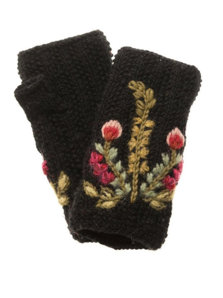 Meadow French Knot Embroidered Wool Handwarmers