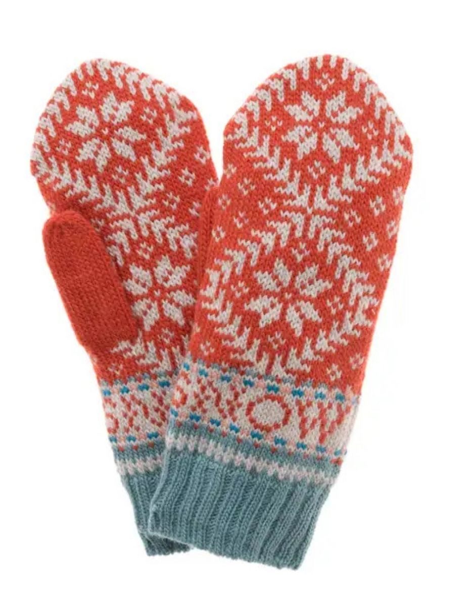 Novelty Nordic French Knot Wool Mittens