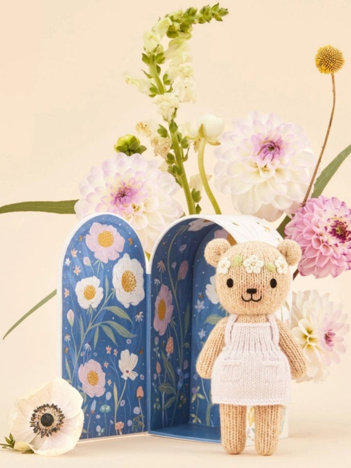Cuddle + Kind Tiny Olivia the Honey Bear – Hand Knit Organic Cotton Stuffed Animal