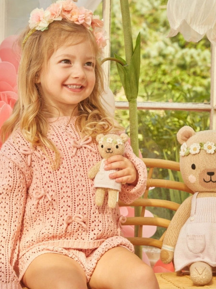 Cuddle + Kind Tiny Olivia the Honey Bear – Hand Knit Organic Cotton Stuffed Animal