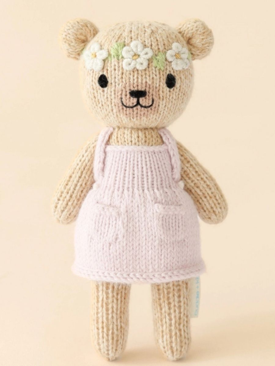 Cuddle + Kind Tiny Olivia the Honey Bear – Hand Knit Organic Cotton Stuffed Animal