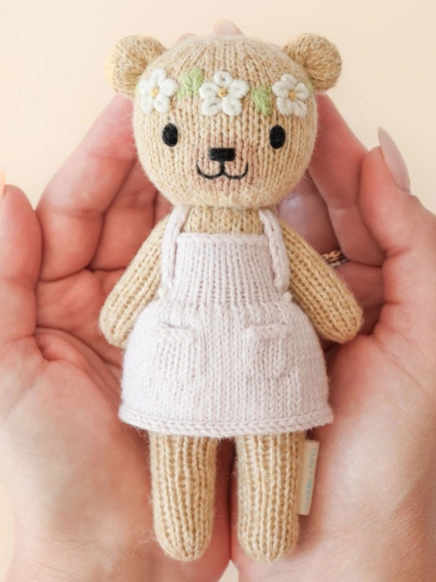 Cuddle + Kind Tiny Olivia the Honey Bear – Hand Knit Organic Cotton Stuffed Animal