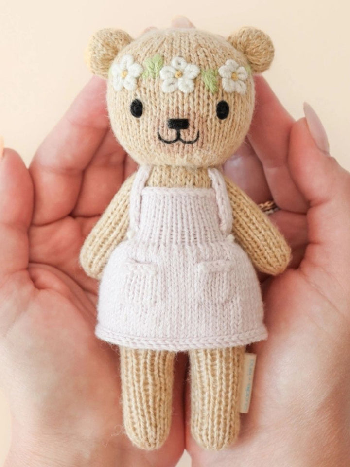 Cuddle + Kind Tiny Olivia the Honey Bear – Hand Knit Organic Cotton Stuffed Animal