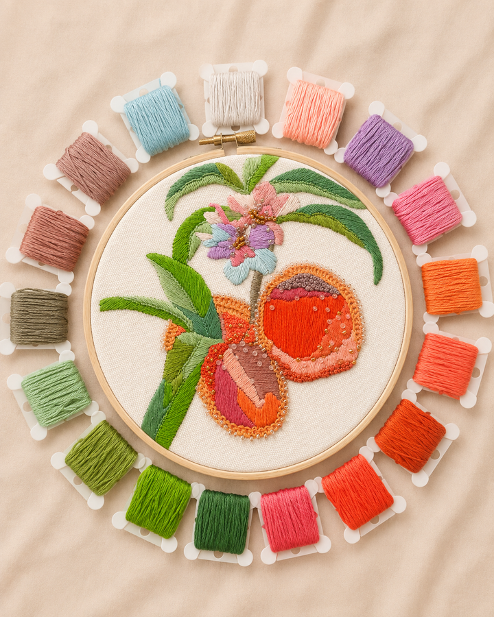 Peach Blossoms Embroidery &amp; Beadwork Kit – Kate Wyatt Fine Art