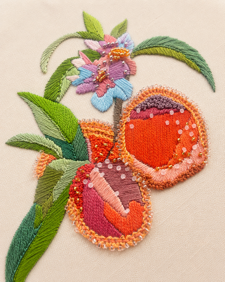 Peach Blossoms Embroidery &amp; Beadwork Kit – Kate Wyatt Fine Art