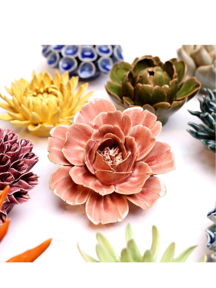 Ceramic Champagne Pink Rose Flower