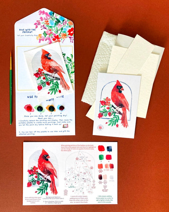 Winter Cardinal Watercolor Painting Kit